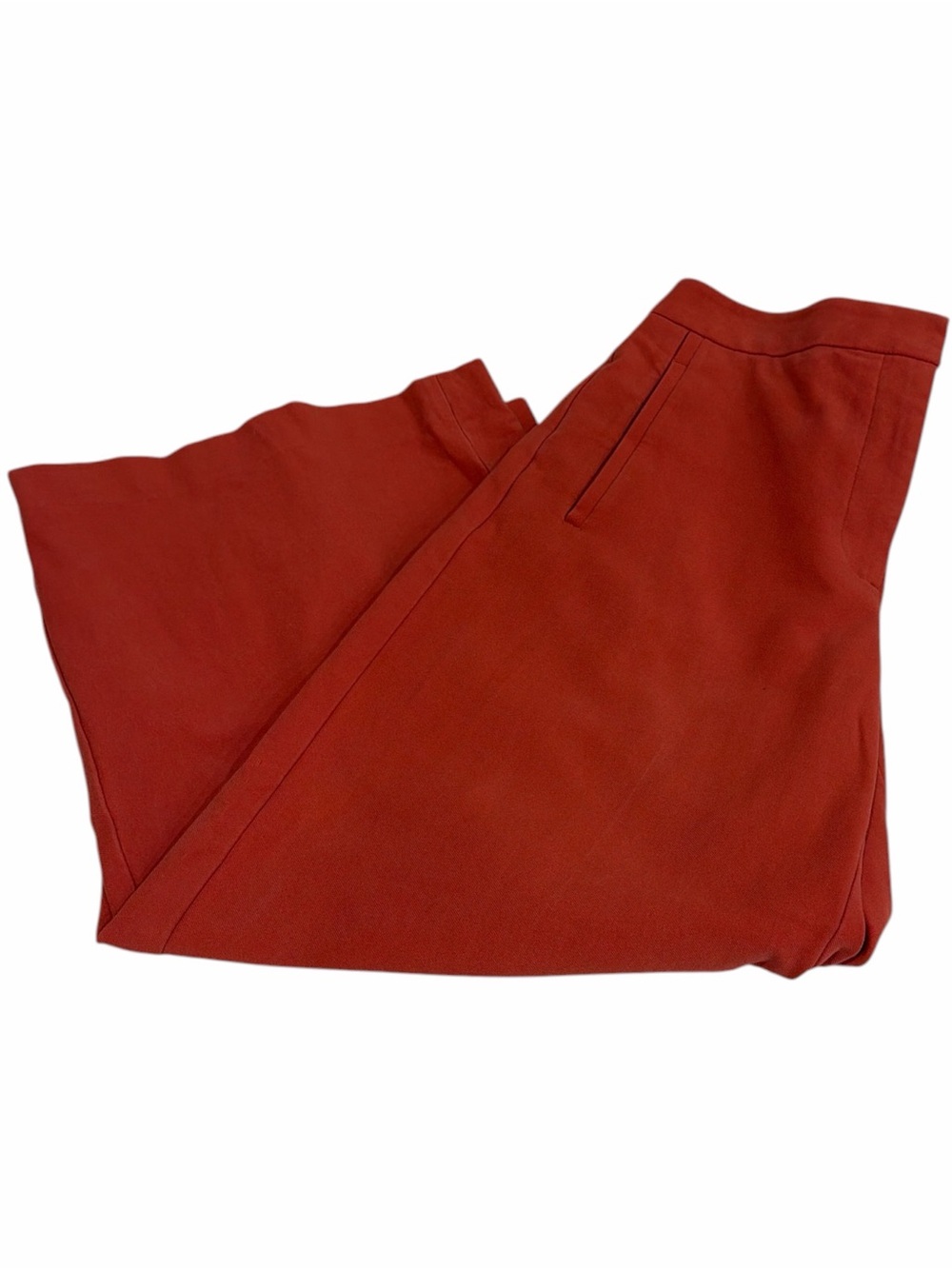 Ann Taylor Brick Red Wide Leg Crop Pants Size 6 Terracotta Stretch Cotton - Picture 2 of 7
